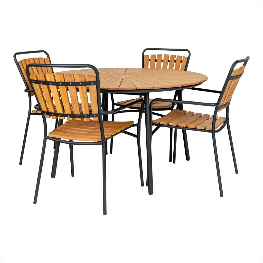 Valgomojo stalas tikmedžio stalviršis natūralios medienos juodos kojelės ø130x74 cm RD1185 - €569 Save 15%