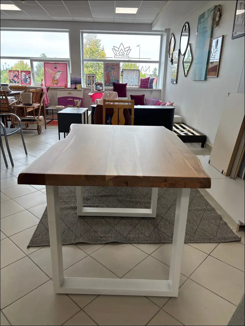 Valgomojo stalas VI1018 - €198 Save 55% 100-200, color-balta, color-ruda, material-medzio-masyvas, material-metalas