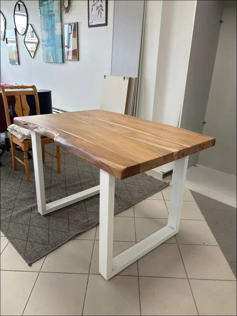 Valgomojo stalas VI1018 - €206 Save 50% color-balta, color-ruda, material-medzio-masyvas, material-metalas, over-200