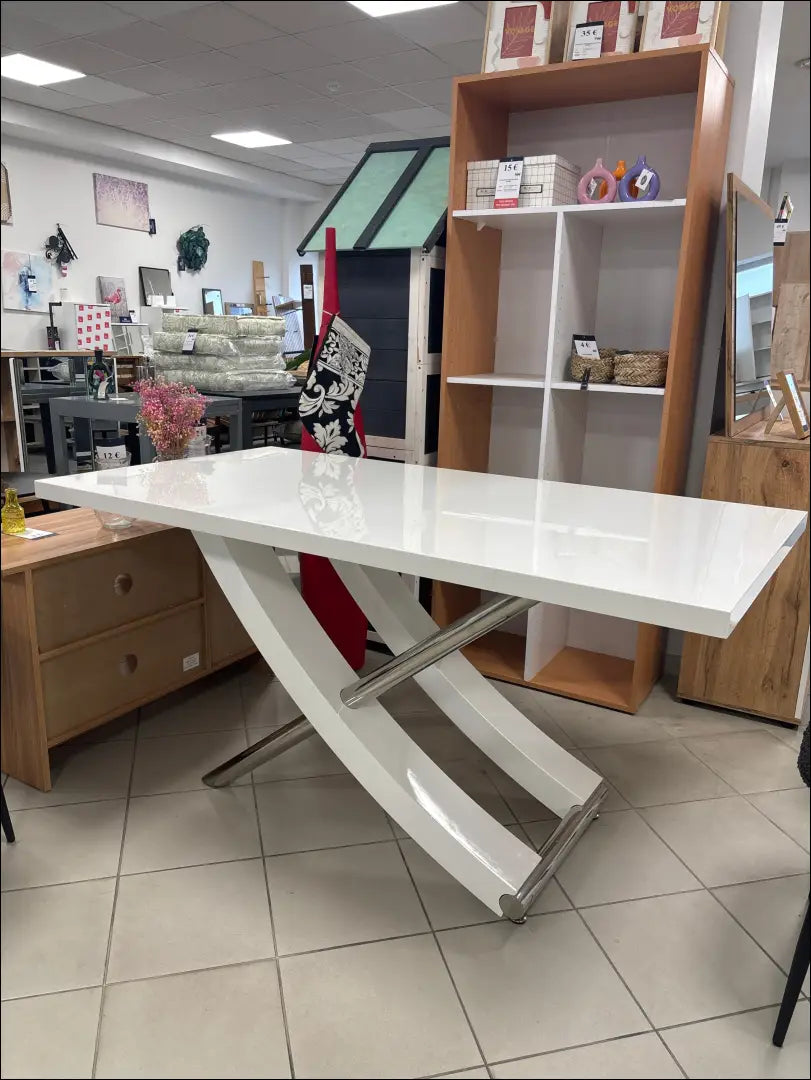 Valgomojo stalas VI1176 - €240 Save 50% __label:Pristatymas 1-2 d.d., color-balta, color-sidabrine, material-mediena,