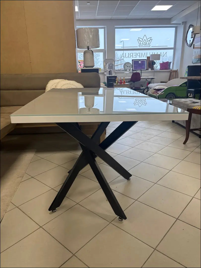 Valgomojo stalas VI1201 - €168 Save 50% 100-200, __label:Pristatymas 1-2 d.d., color-balta, color-pilka, material-mdf