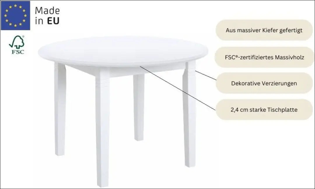 Valgomojo stalas VI1205 - €135 Save 50% 100-200, __label:Pristatymas 1-2 d.d., color-balta, material-medzio-masyvas,