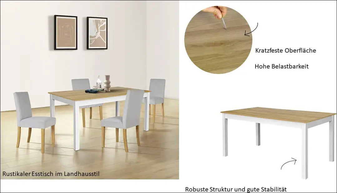 Valgomojo stalas VI1210 - €90 Save 60% 50-100, __label:Pristatymas 1-2 d.d., color-balta, color-ruda, material-mediena