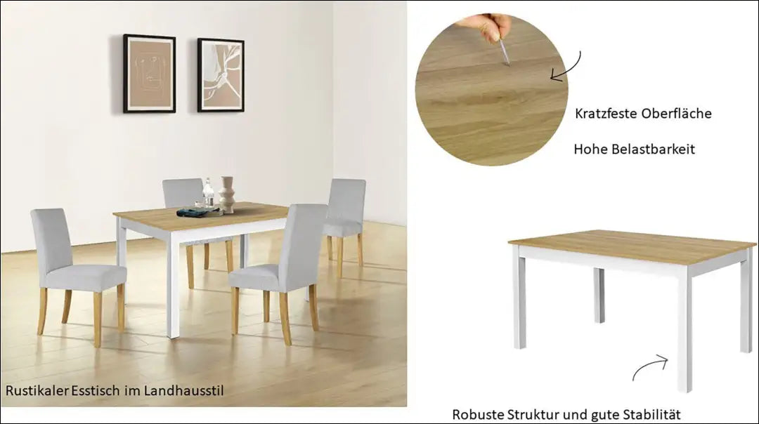 Valgomojo stalas VI1464 - €110 Save 50% 100-200, __label:Pristatymas 1-2 d.d., color-balta, color-ruda,