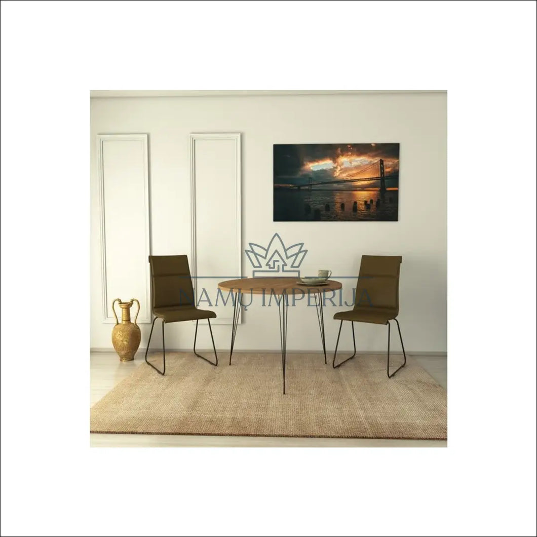 Valgomojo stalas VI591 - €148 Save 55% 100-200, color-juoda, color-ruda, material-mediena, material-metalas Juoda