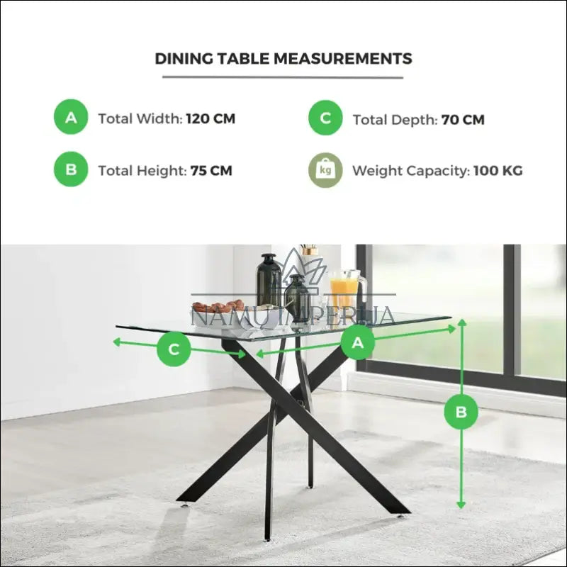 Valgomojo stalas VI940 - €163 Save 50% 100-200, __label:Pristatymas 1-2 d.d., material-metalas, material-stiklas, Push