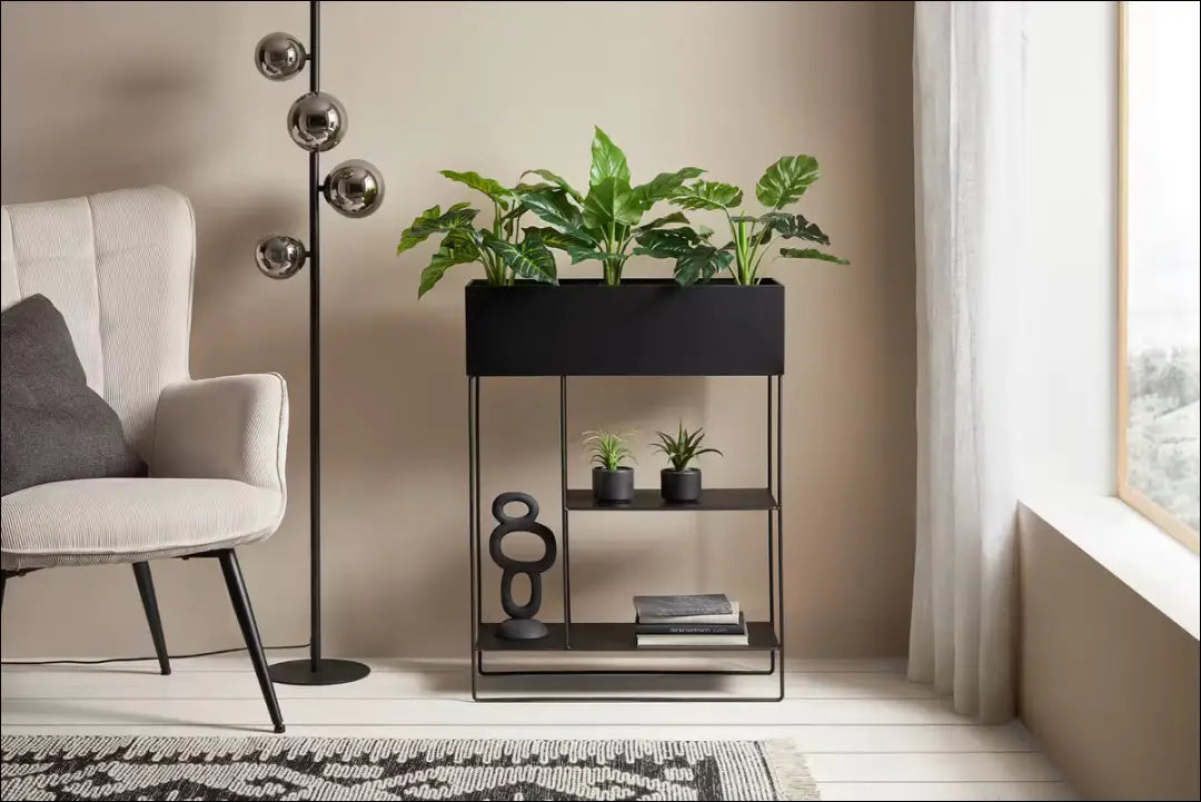 Vazonas DI12633 - €44 Save 50% 25-50, __label:Pristatymas 1-2 d.d., color-juoda, interjeras, material-metalas Planters