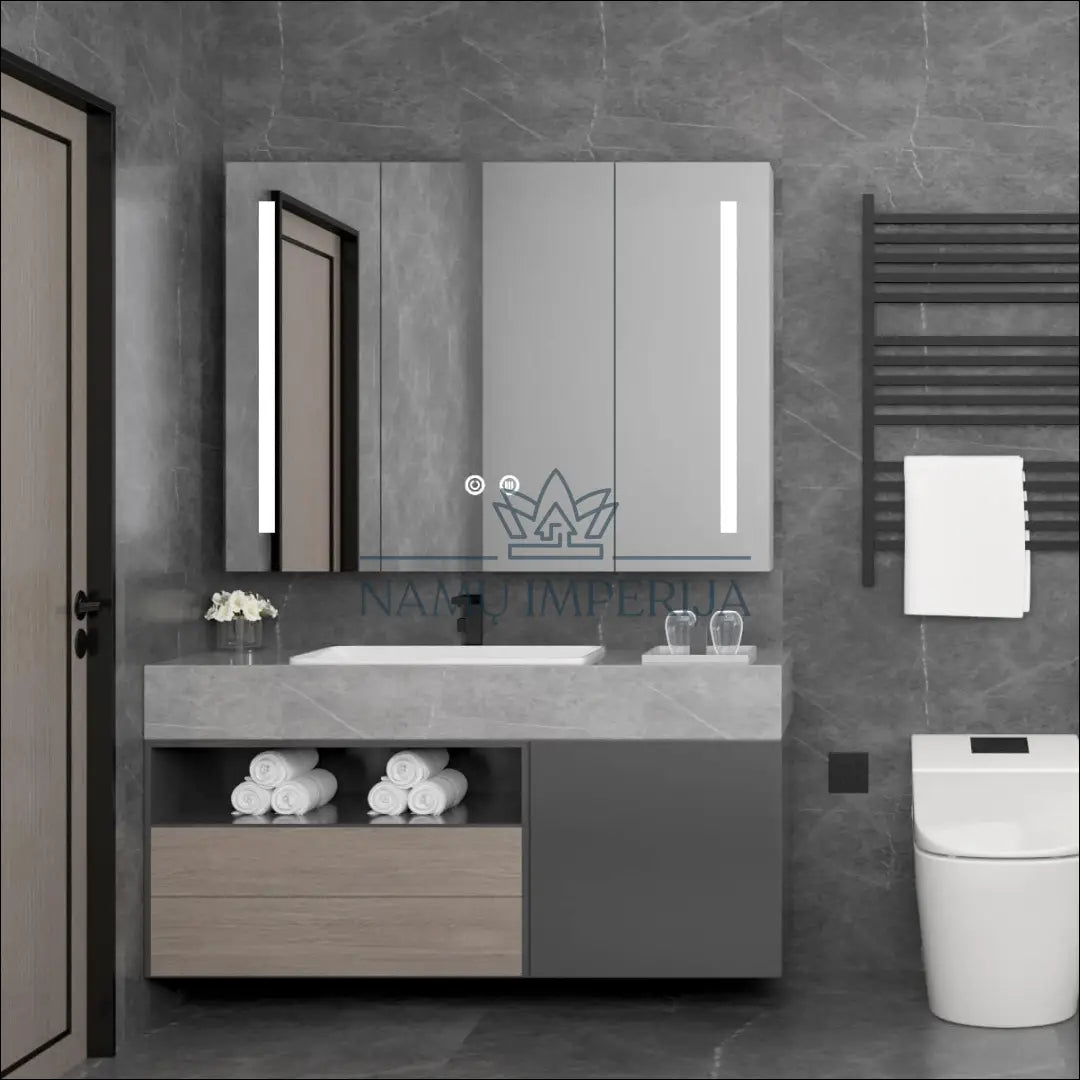 Veidrodinė LED vonios spintelė KI1353 - €129 Save 50% 100-200, __label:Pristatymas 1-2 d.d., color-sidabrine,