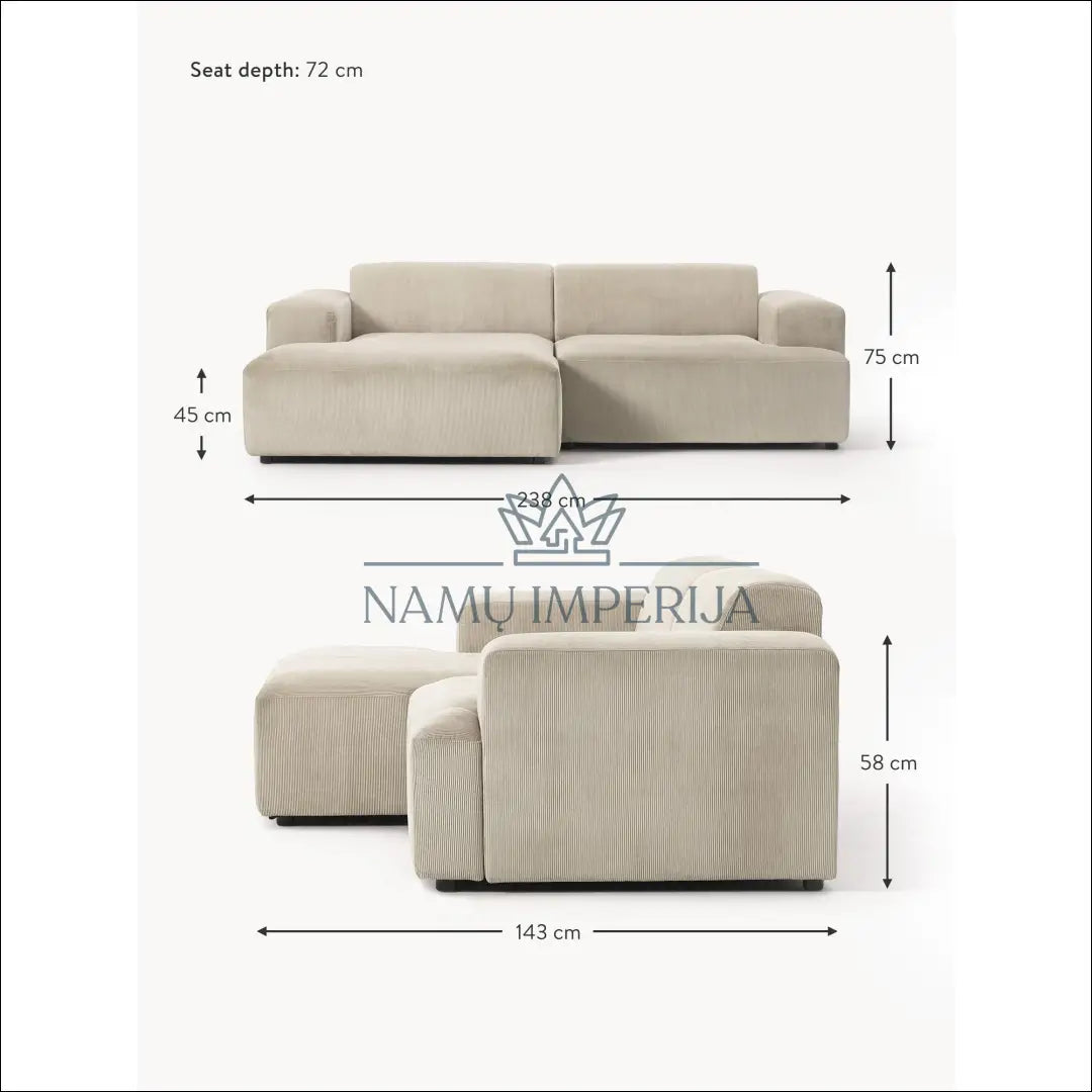 Velvetinė kampinė sofa MI552 - €1,000 Save 50% __label:Pristatymas 1-2 d.d., color-smelio, kampai,