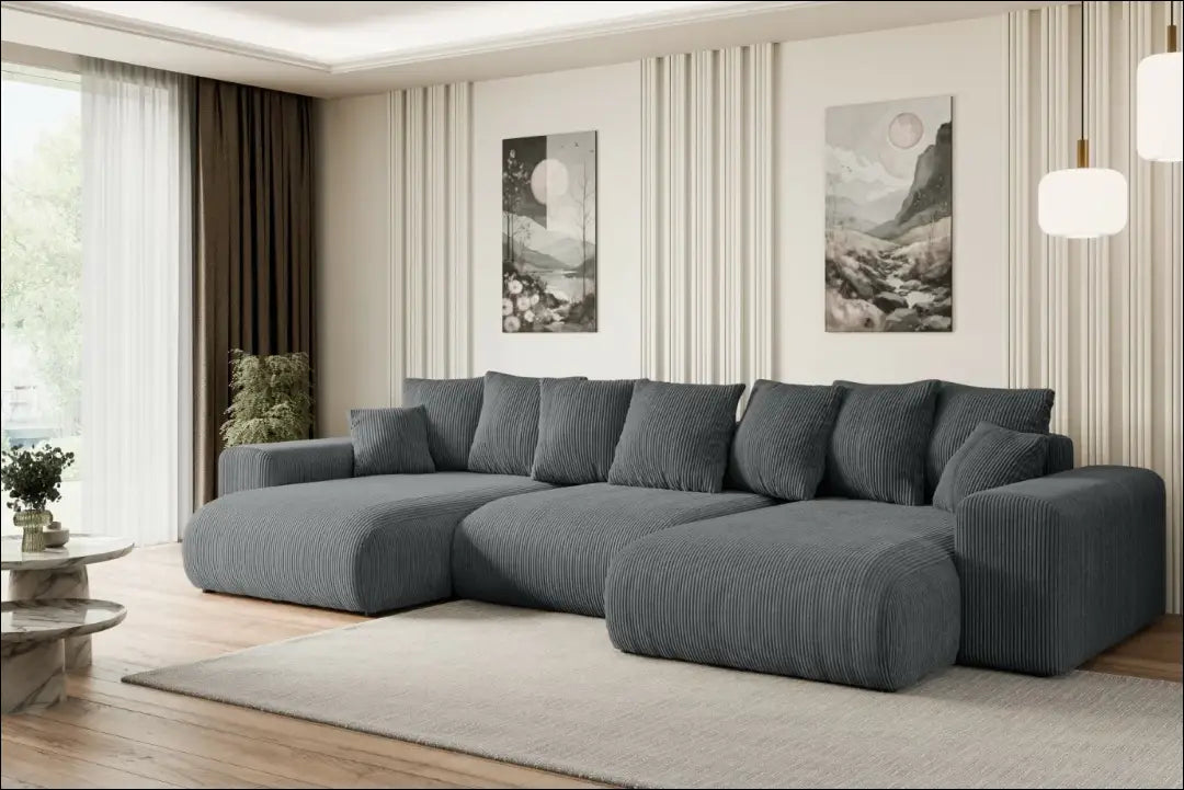 Velvetinė sofa-lova MI963 - €923 Save 30% __label:Pristatymas 1-2 d.d., color-pilka, kampai, material-poliesteris,