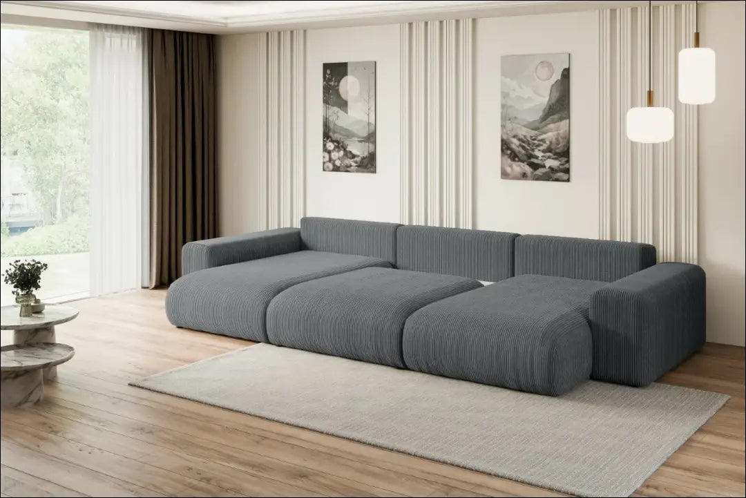 Velvetinė sofa-lova MI963 - €923 Save 30% __label:Pristatymas 1-2 d.d., color-pilka, kampai, material-poliesteris,