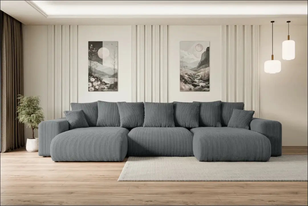 Velvetinė sofa-lova MI963 - €923 Save 30% __label:Pristatymas 1-2 d.d., color-pilka, kampai, material-poliesteris,