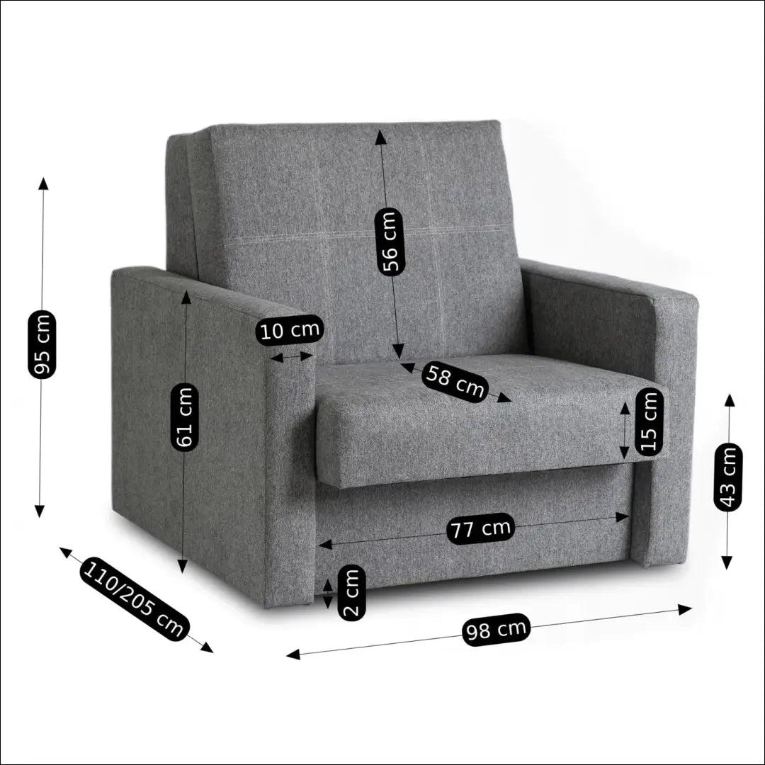 Vienvietis miegamas fotelis su audiniu pilkos spalvos TE534 - €760 Save 15% __label:Pristatymas 5-14 d.d., elite,
