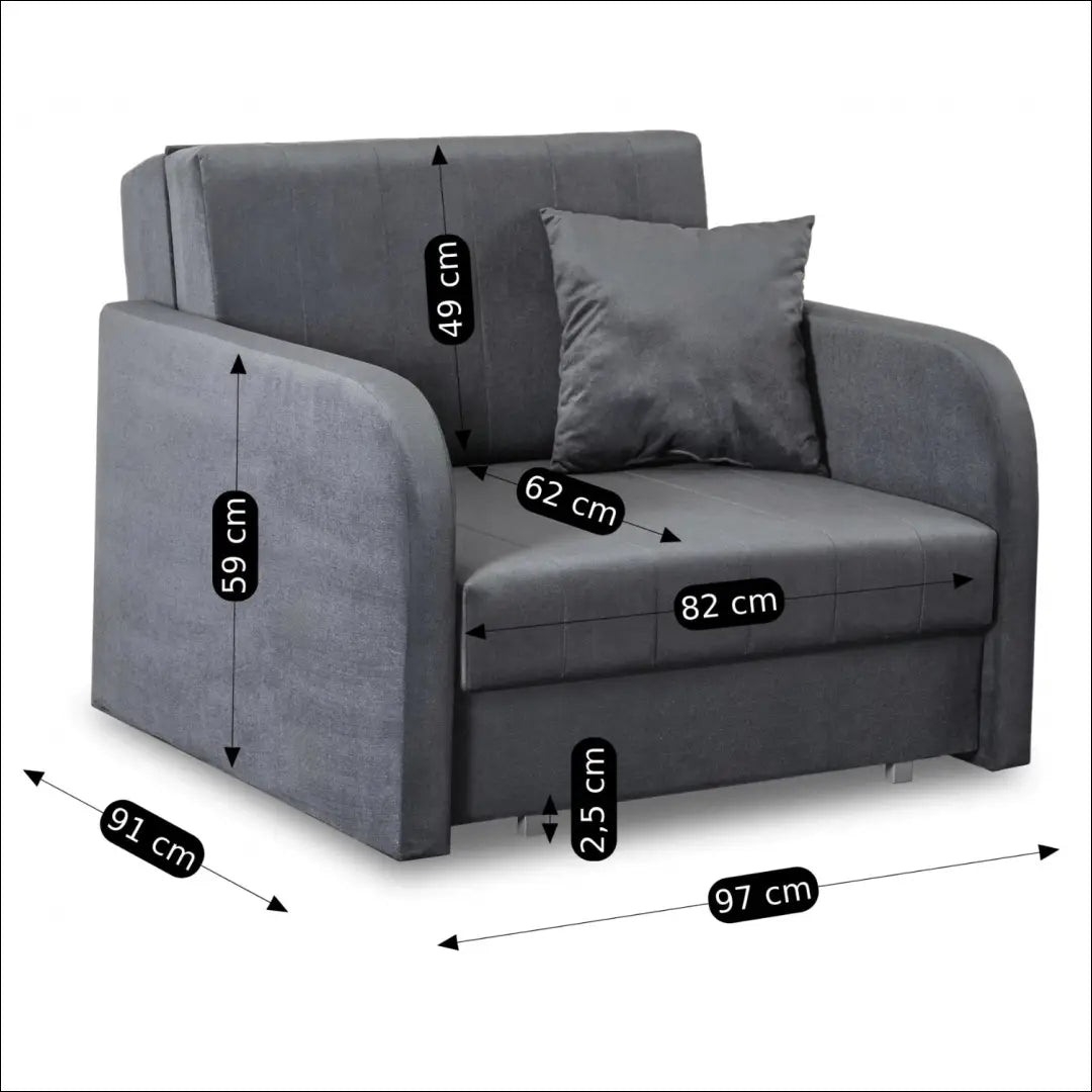 Vienvietis miegamas fotelis su veliūro audiniu pilkos spalvos TE432 - €760 Save 15% __label:Pristatymas 5-14 d.d.,