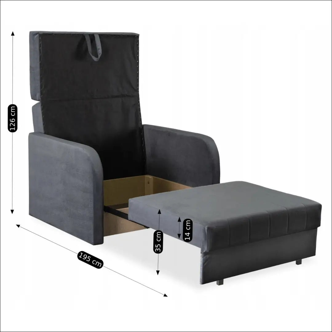 Vienvietis miegamas fotelis su veliūro audiniu pilkos spalvos TE432 - €760 Save 15% __label:Pristatymas 5-14 d.d.,