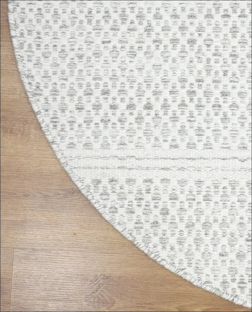 Vilnos kilimas RU1686 - €225 Save 50% __label:Pristatymas 1-2 d.d., apvalus, color-balta, color-pilka,
