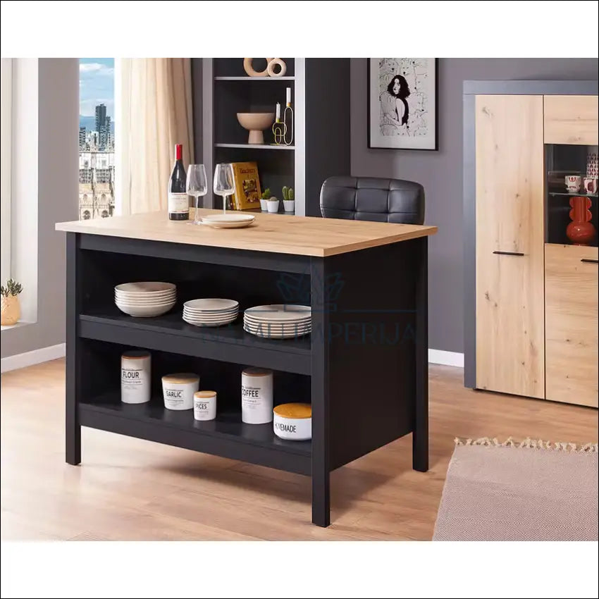 Virtuvės sala VI989 - €70 Save 65% 50-100, __label:Pristatymas 1-2 d.d., color-juoda, color-ruda, material-mdf €50