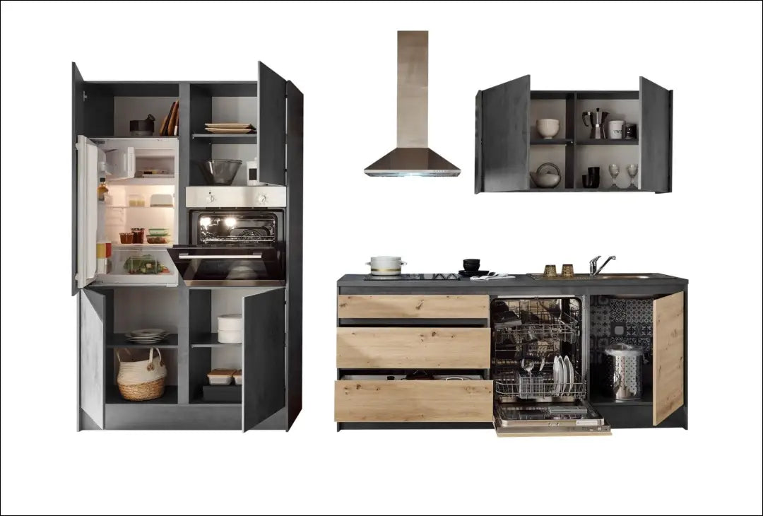 Virtuvinis komplektas (2 dalys) KI1392 - €275 __label:Pristatymas 1-2 d.d., color-pilka, color-ruda, material-mediena,