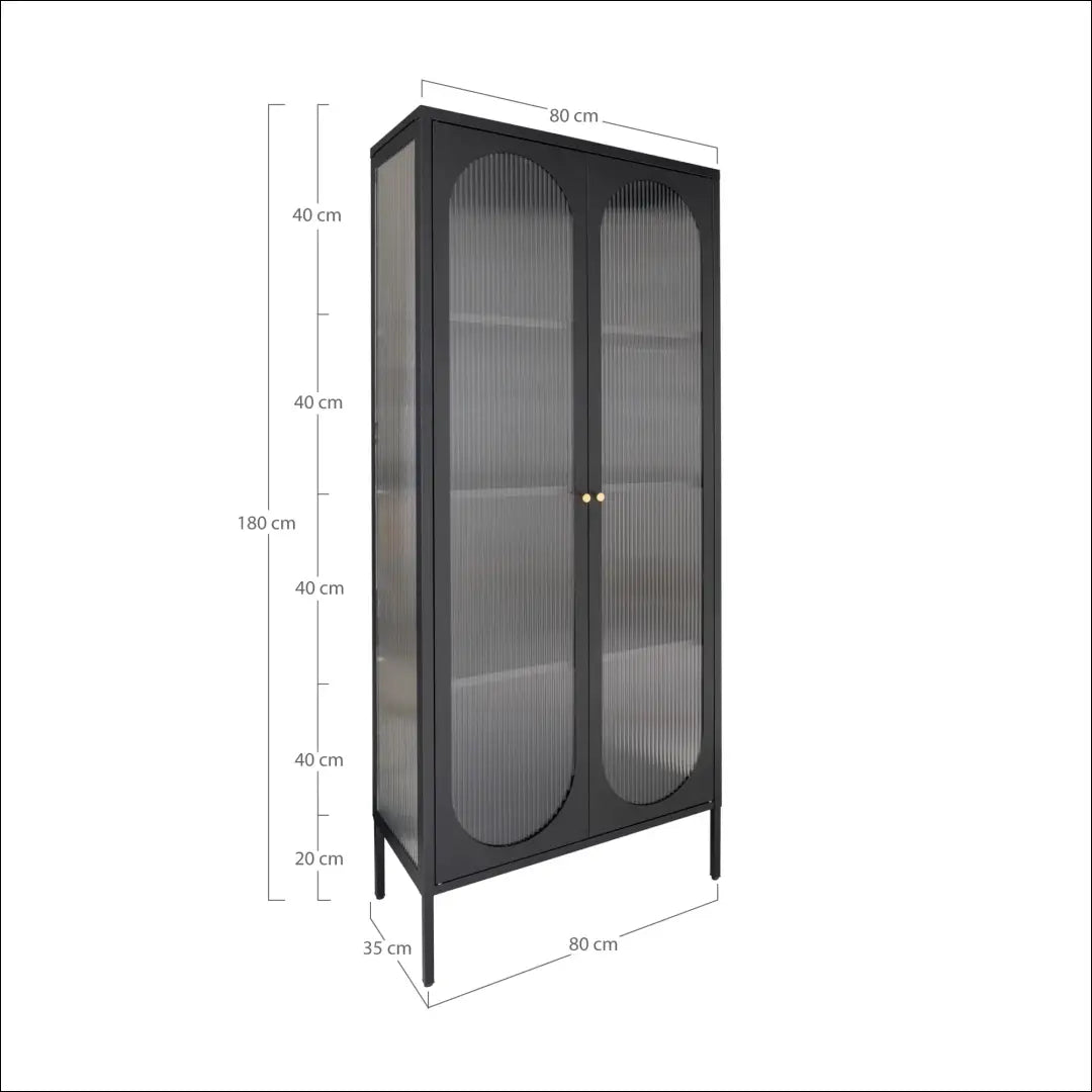 Vitrina 2 gofruoto stiklo durys plienas juoda 80x35x180 cm RD498 - €600 Save 15% __label:Pristatymas 5-14 d.d., Display