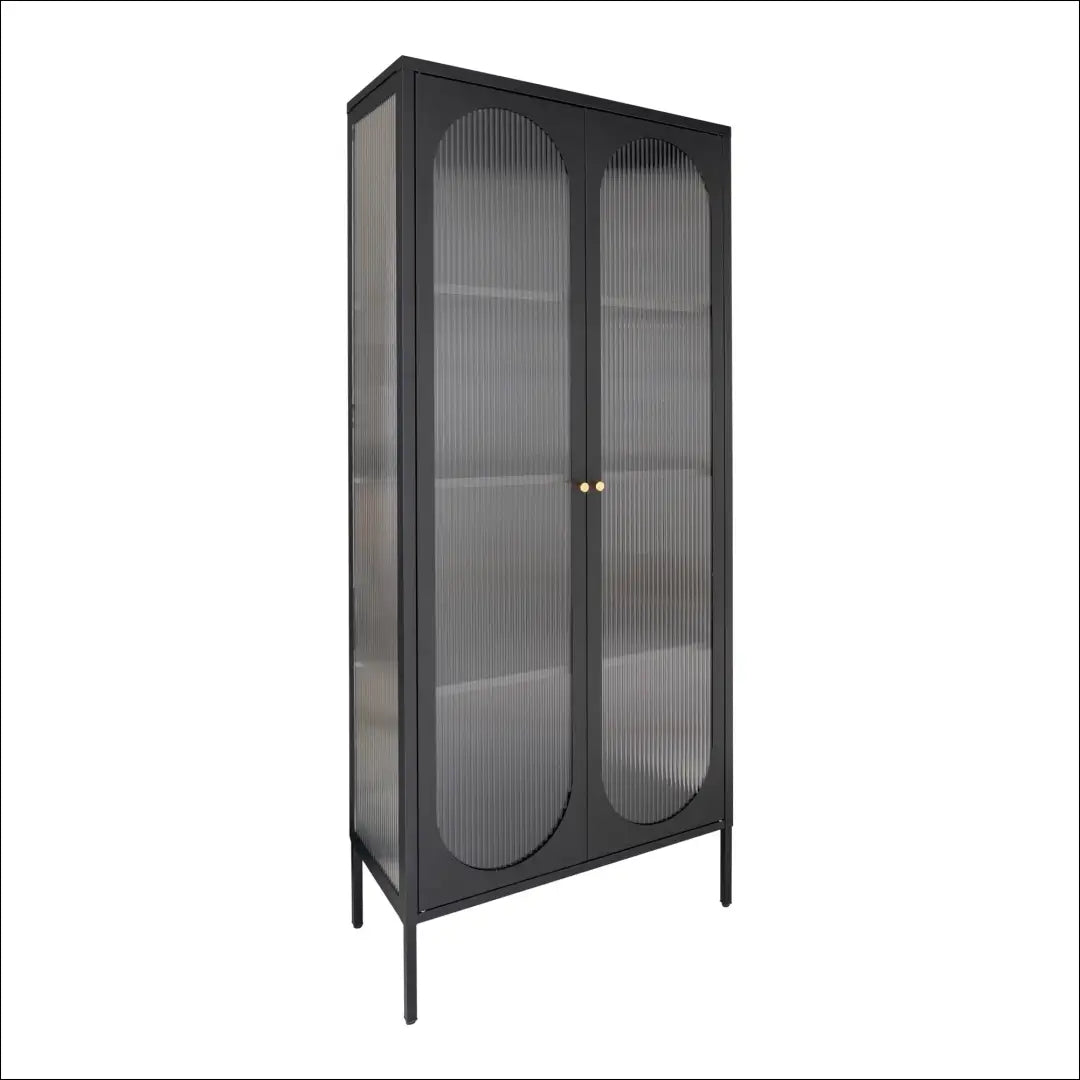 Vitrina 2 gofruoto stiklo durys plienas juoda 80x35x180 cm RD498 - €600 Save 15% __label:Pristatymas 5-14 d.d., Display