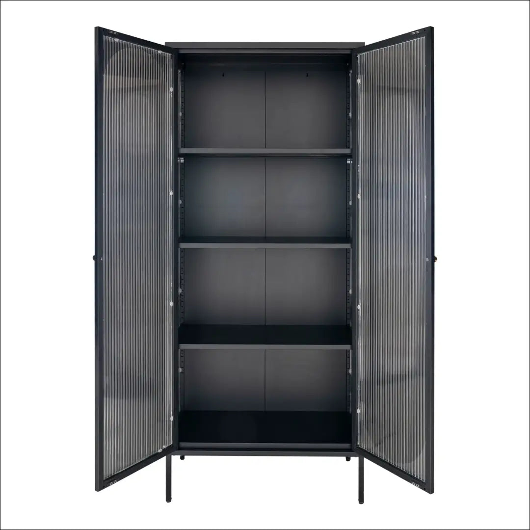 Vitrina 2 gofruoto stiklo durys plienas juoda 80x35x180 cm RD498 - €600 Save 15% __label:Pristatymas 5-14 d.d., Display
