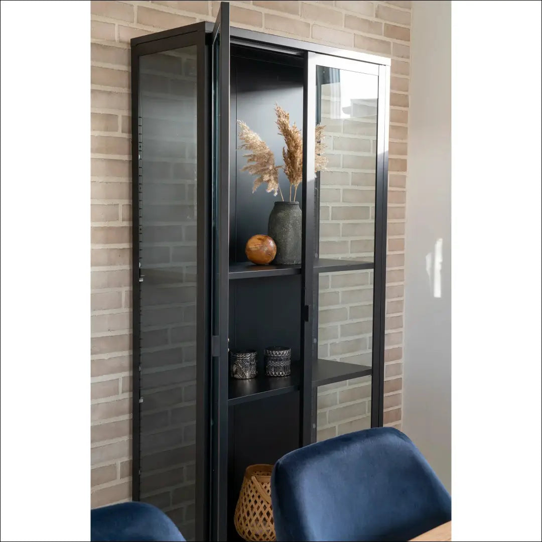 Vitrina 2 stiklinės durys plienas juoda 80x35x175 cm RD480 - €520 Save 15% __label:Pristatymas 5-14 d.d., Display