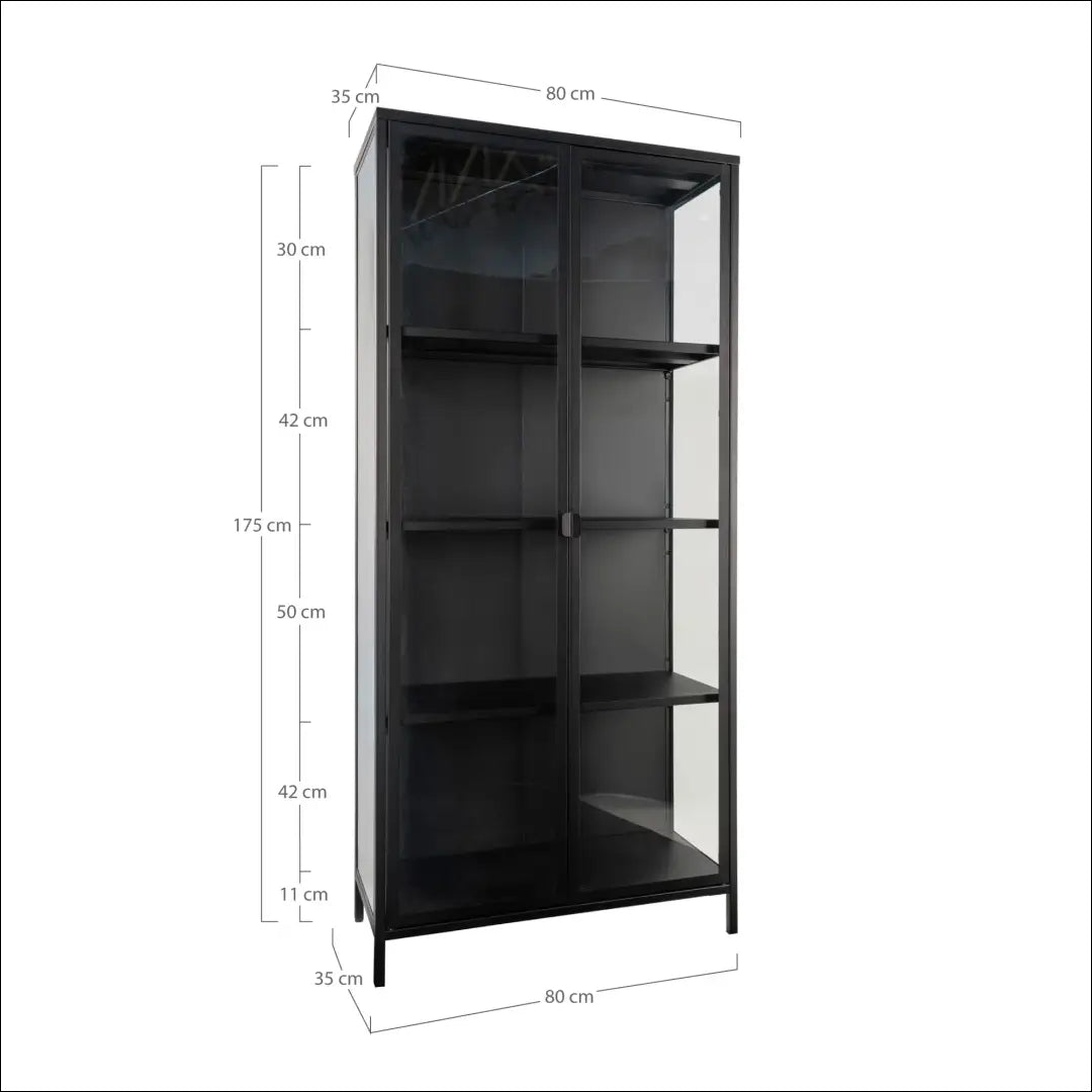 Vitrina 2 stiklinės durys plienas juoda 80x35x175 cm RD480 - €520 Save 15% __label:Pristatymas 5-14 d.d., Display