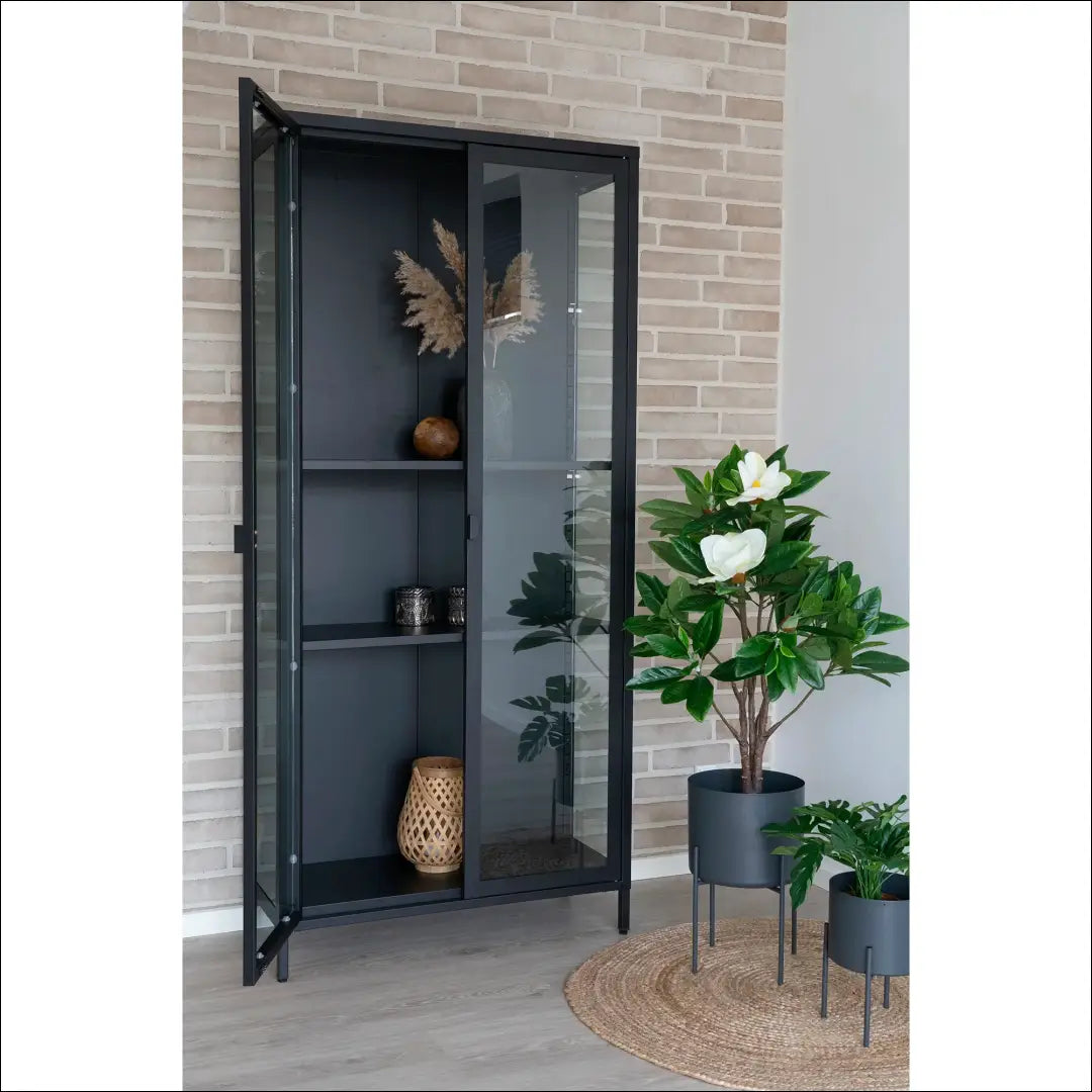 Vitrina 2 stiklinės durys plienas juoda 80x35x175 cm RD480 - €520 Save 15% __label:Pristatymas 5-14 d.d., Display
