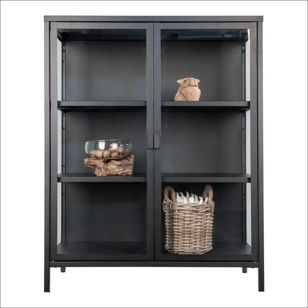Vitrina 2 stiklinės durys plienas juoda 80x40x101 cm RD482 - €373 Save 15% __label:Pristatymas 5-14 d.d., Display