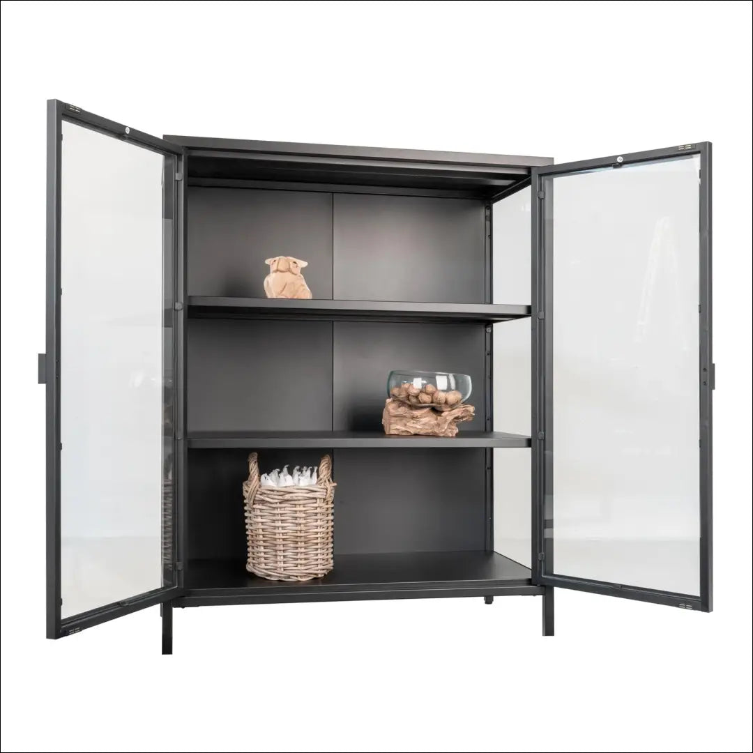 Vitrina 2 stiklinės durys plienas juoda 80x40x101 cm RD482 - €373 Save 15% __label:Pristatymas 5-14 d.d., Display
