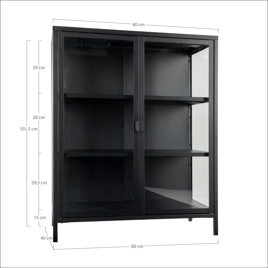 Vitrina 2 stiklinės durys plienas juoda 80x40x101 cm RD482 - €373 Save 15% __label:Pristatymas 5-14 d.d., Display
