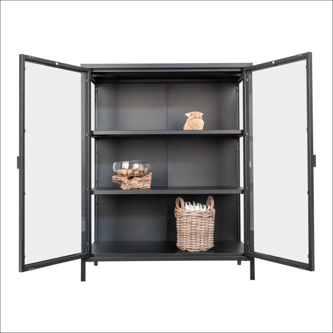 Vitrina 2 stiklinės durys plienas juoda 80x40x101 cm RD482 - €373 Save 15% __label:Pristatymas 5-14 d.d., Display