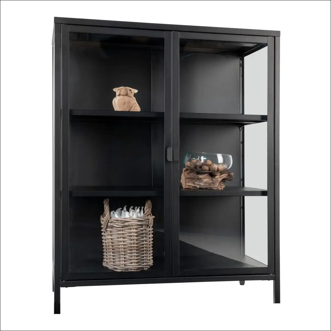 Vitrina 2 stiklinės durys plienas juoda 80x40x101 cm RD482 - €373 Save 15% __label:Pristatymas 5-14 d.d., Display