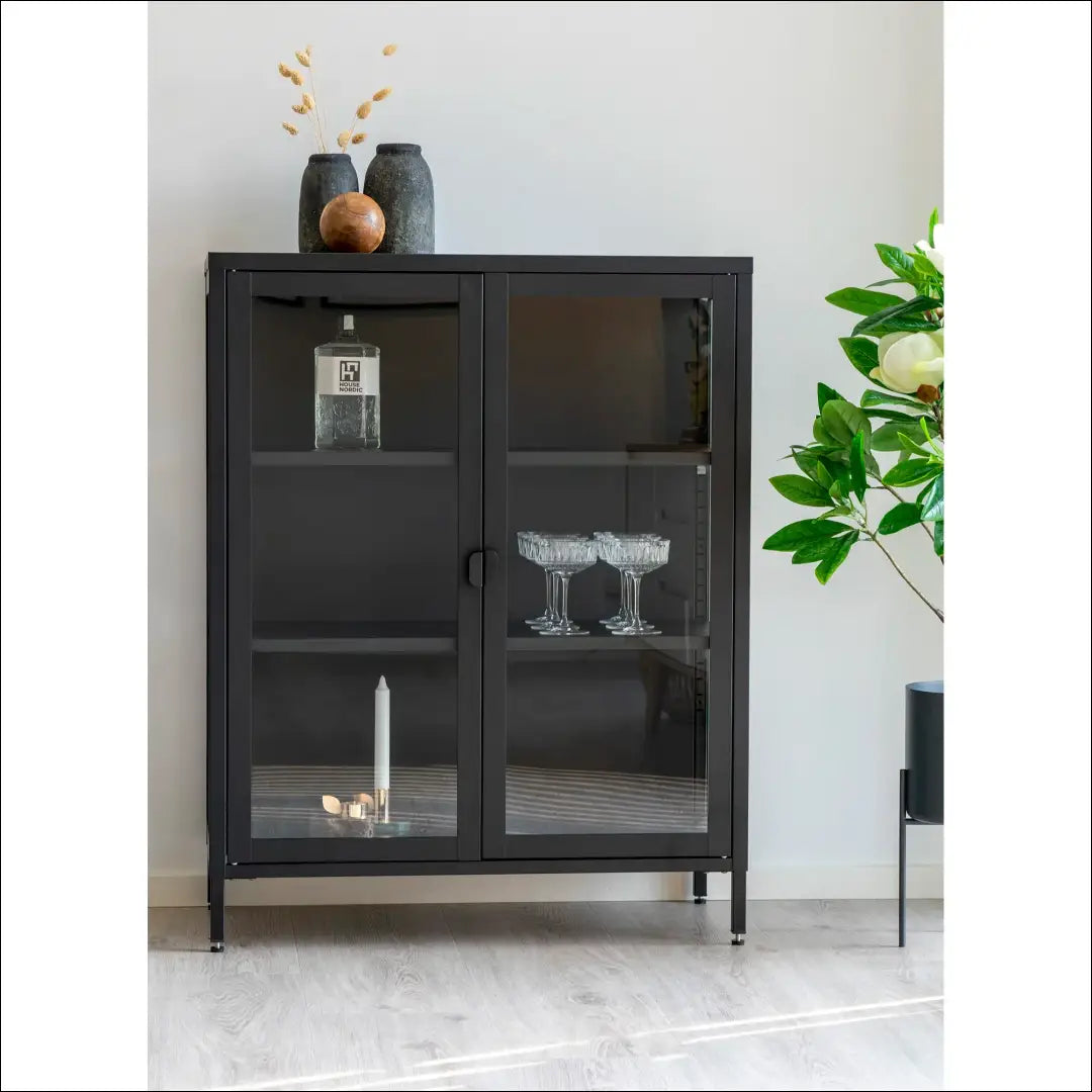 Vitrina 2 stiklinės durys plienas juoda 80x40x101 cm RD482 - €373 Save 15% __label:Pristatymas 5-14 d.d., Display