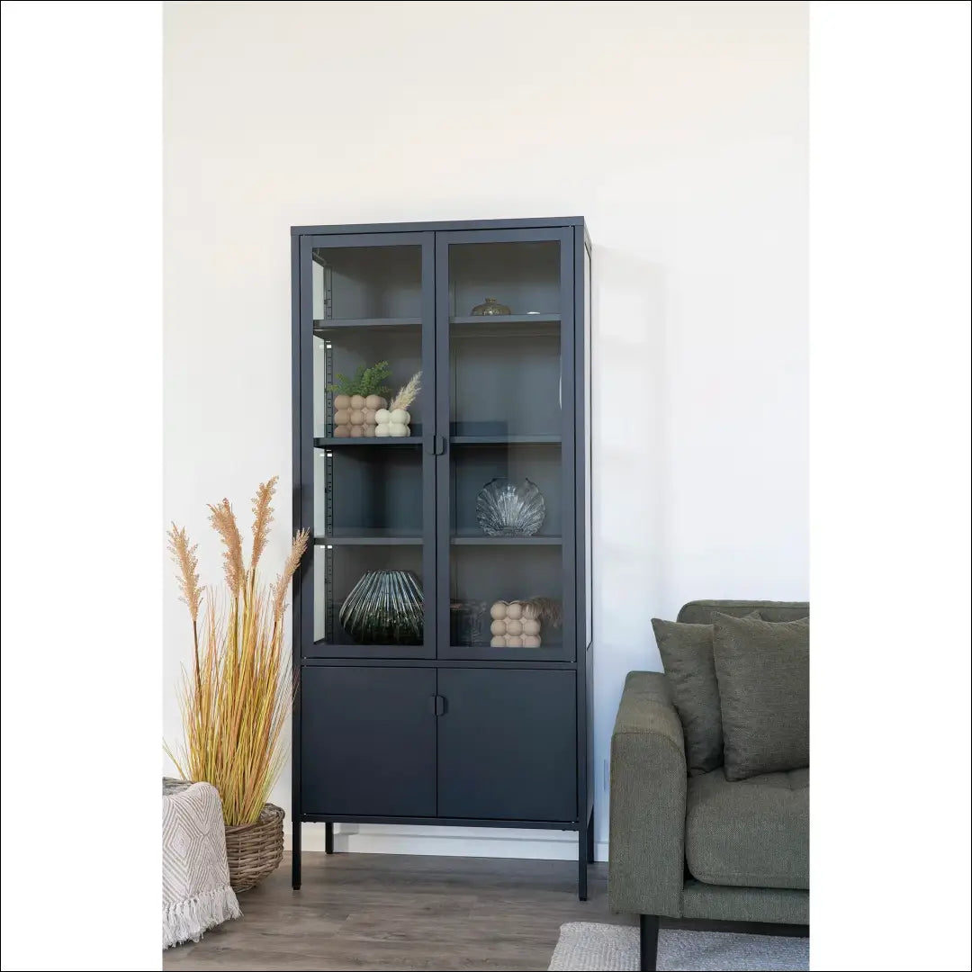 Vitrina 4 durys plienas juoda 80x35x180 cm RD492 - €520 Save 15% __label:Pristatymas 5-14 d.d., Display cabinets,