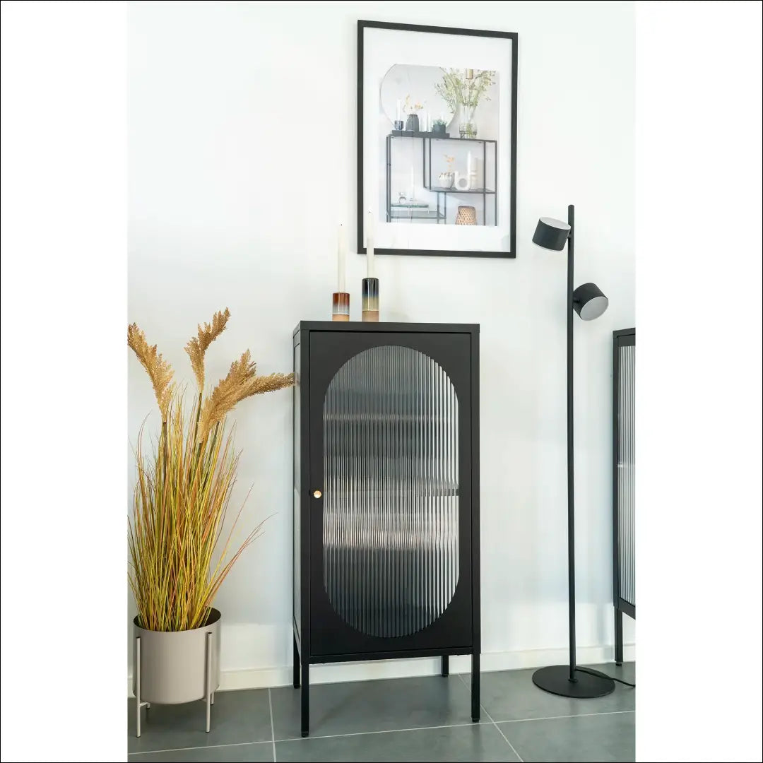 Vitrina su 1 gofruoto stiklo durelėmis plieninė juoda 50x35x110 cm RD500 - €310 Save 15% __label:Pristatymas 5-14 d.d.,