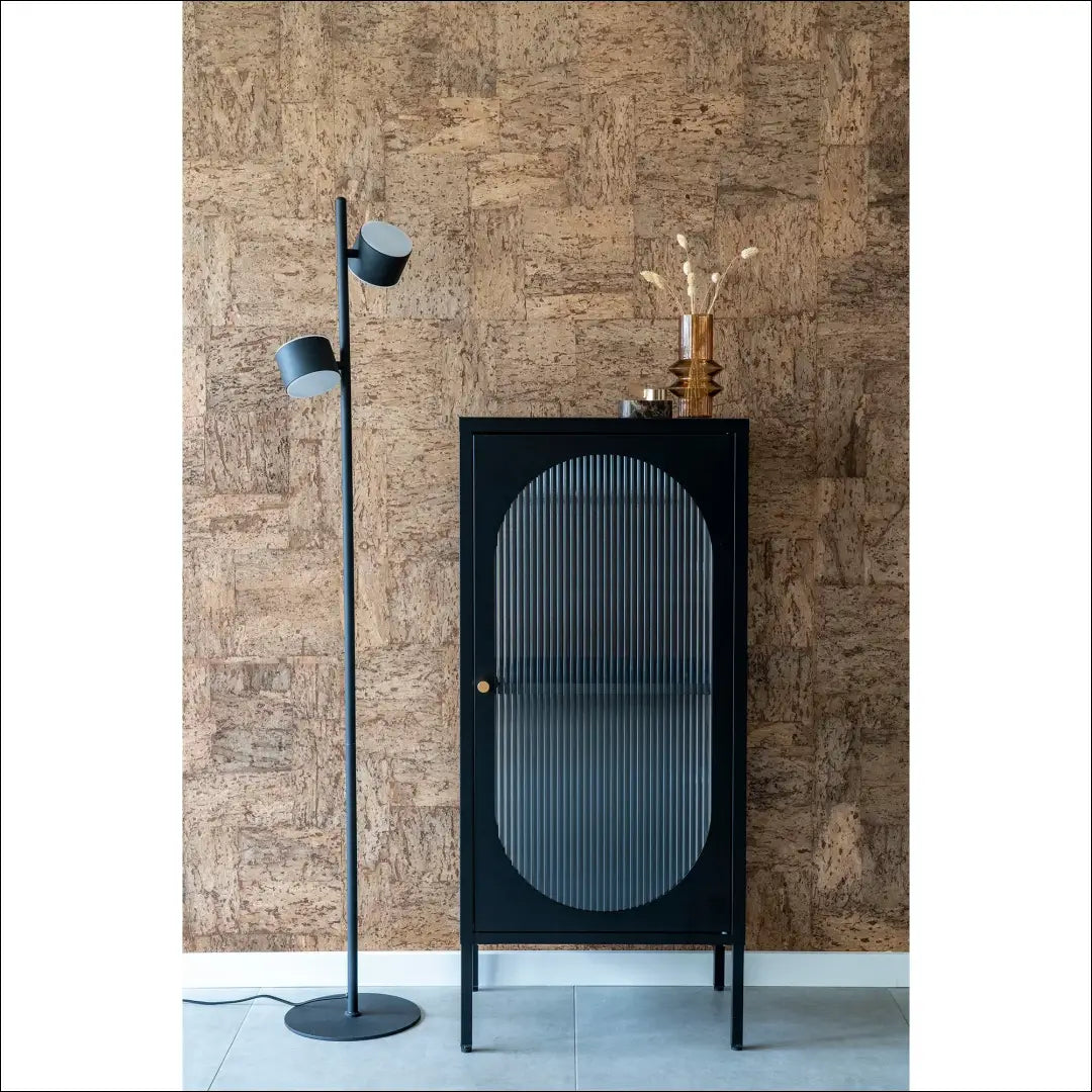 Vitrina su 1 gofruoto stiklo durelėmis plieninė juoda 50x35x110 cm RD500 - €310 Save 15% __label:Pristatymas 5-14 d.d.,