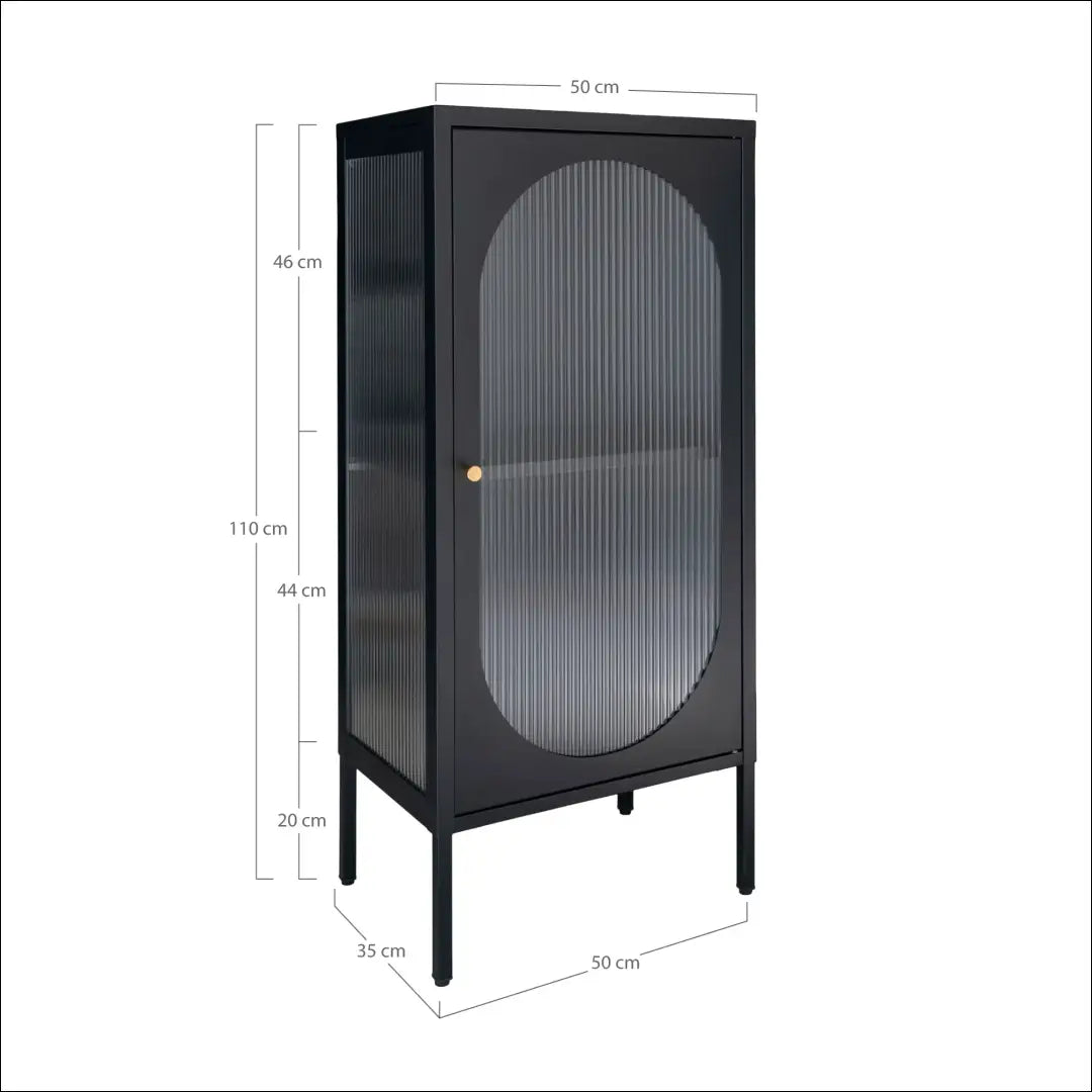 Vitrina su 1 gofruoto stiklo durelėmis plieninė juoda 50x35x110 cm RD500 - €310 Save 15% __label:Pristatymas 5-14 d.d.,