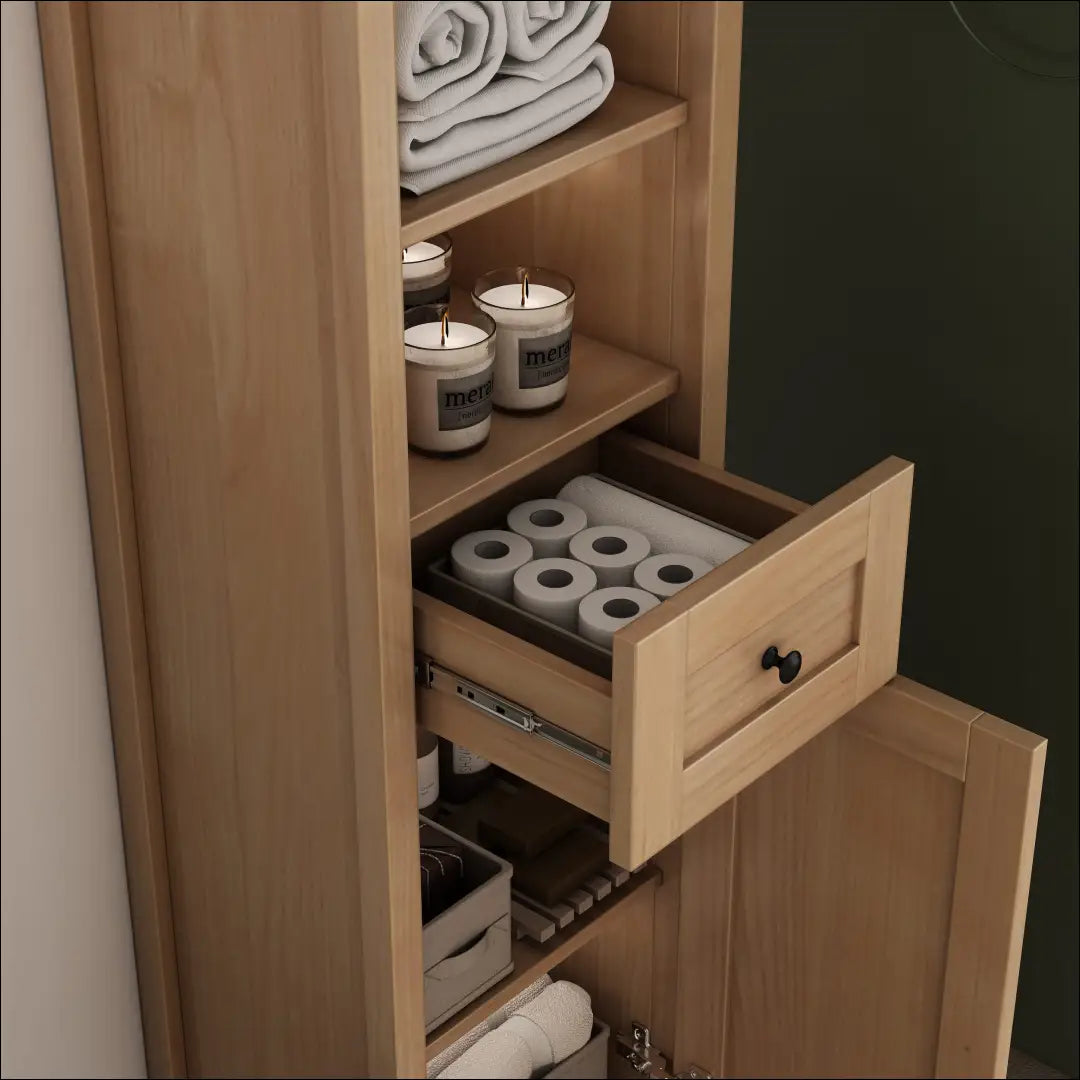 Vonios spintelė KI1556 - €84 Save 50% 50-100, __label:Pristatymas 1-2 d.d., color-ruda, material-mdf, material-stiklas