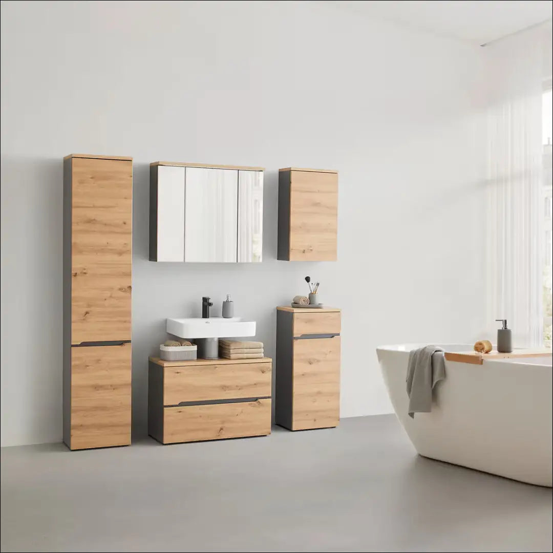 Vonios spintelė KI1868 - €125 Save 50% 100-200, __label:Pristatymas 1-2 d.d., color-pilka, color-ruda, material-mediena