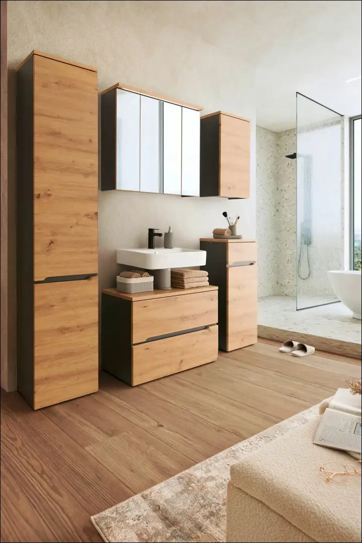 Vonios spintelė KI1868 - €125 Save 50% 100-200, __label:Pristatymas 1-2 d.d., color-pilka, color-ruda, material-mediena