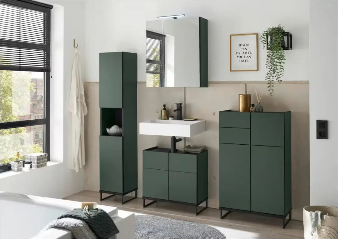 Vonios spintelė KI908 - €50 Save 65% 50-100, __label:Pristatymas 1-2 d.d., color-juoda, color-zalia, material-mediena