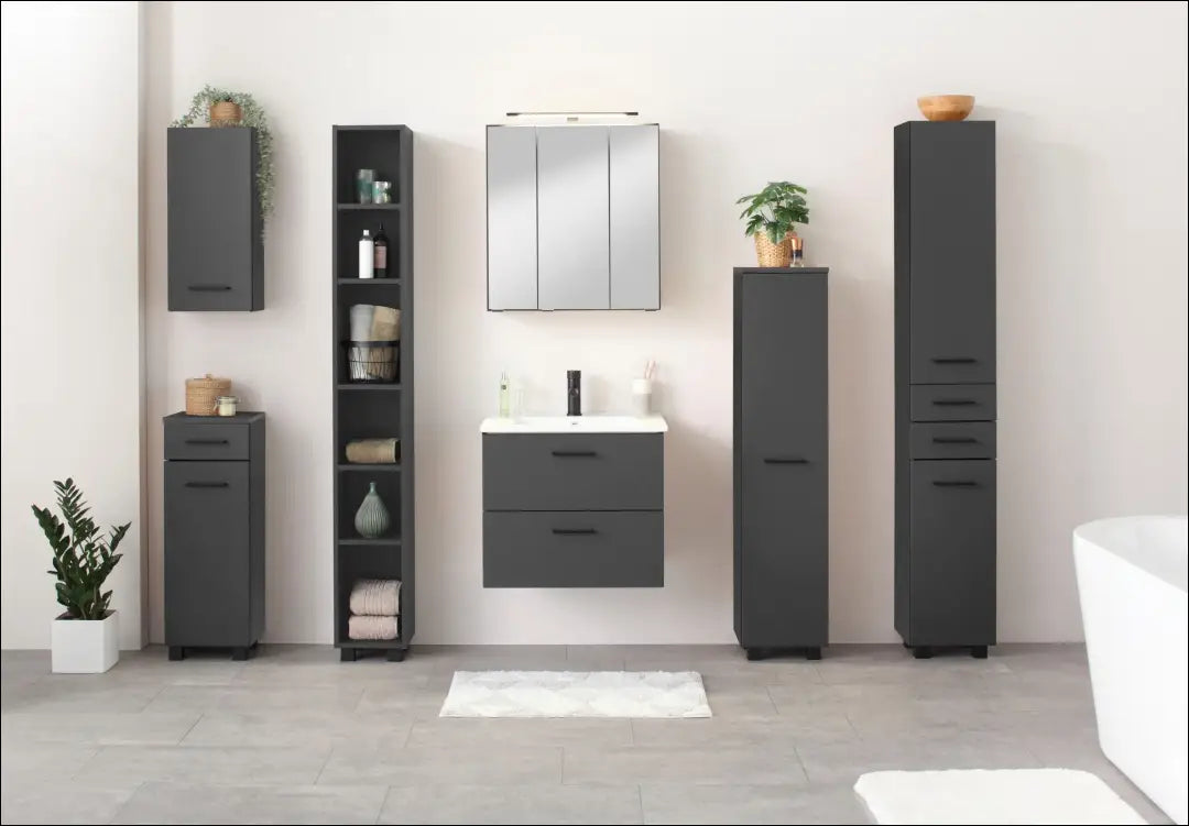 Vonios spintelė su kriaukle KI1709 - €90 Save 50% 50-100, __label:Pristatymas 1-2 d.d., color-balta, color-pilka,