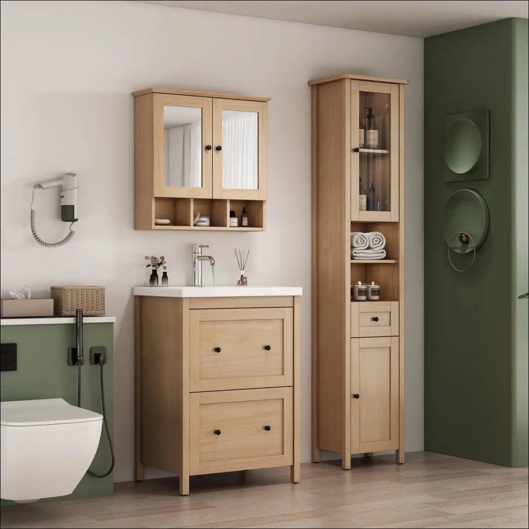 Vonios spintelė su kriaukle KI1716 - €110 Save 50% 100-200, __label:Pristatymas 1-2 d.d., color-balta, color-ruda,