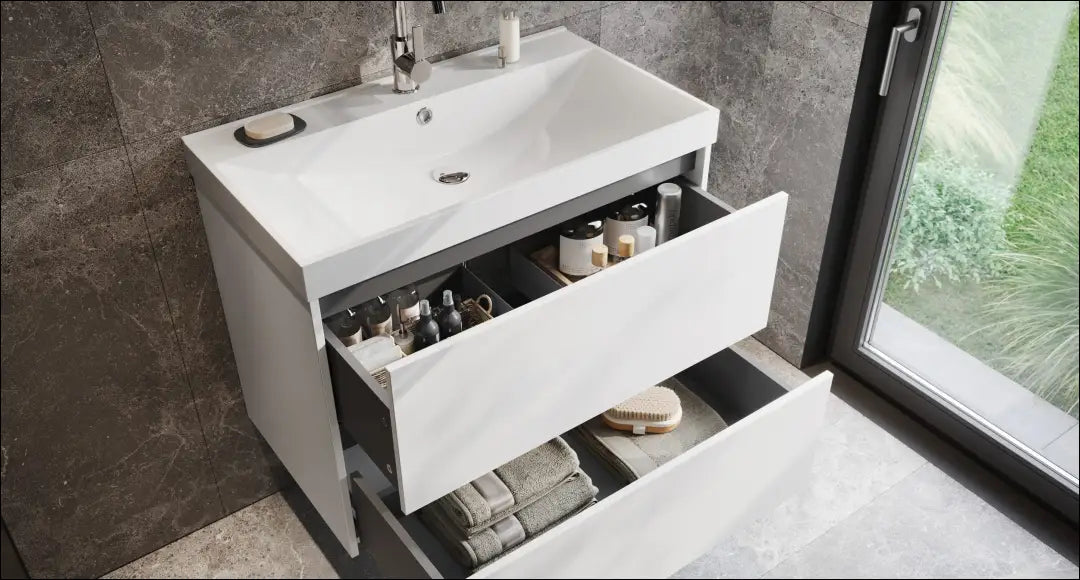 Vonios spintelė su kriaukle KI1836 - €175 Save 55% 100-200, __label:Pristatymas 1-2 d.d., color-balta,