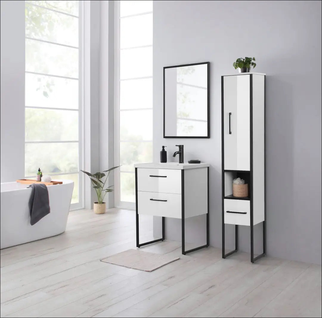 Vonios spintelė su praustuvu KI1563 - €120 Save 50% 100-200, __label:Pristatymas 1-2 d.d., color-balta, color-juoda,