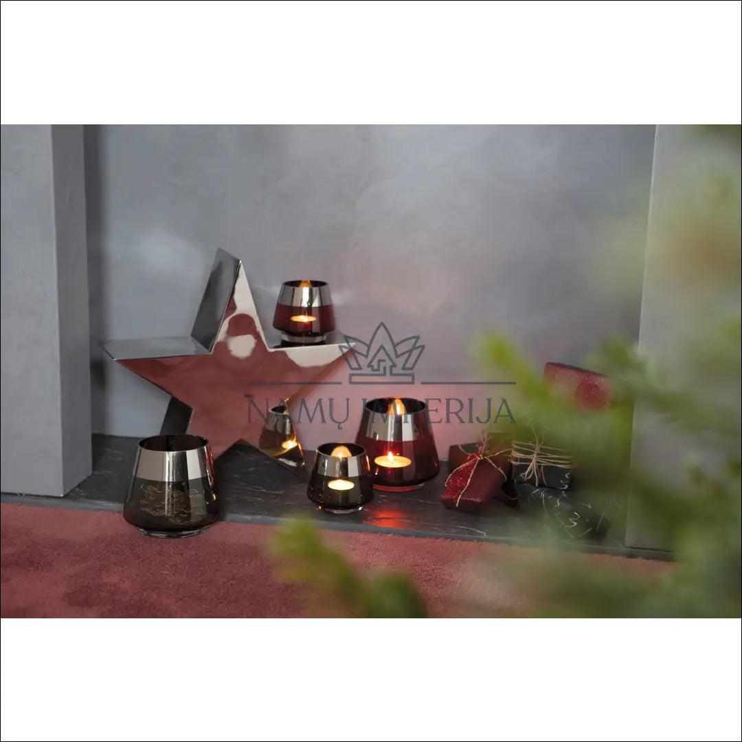 Žvakidė DI8810 - €8 Save 50% __label:Pristatymas 1-2 d.d., color-raudona, color-sidabrine, interjeras, material-stiklas